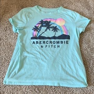 A teal Abercrombie and Fitch t-shirt